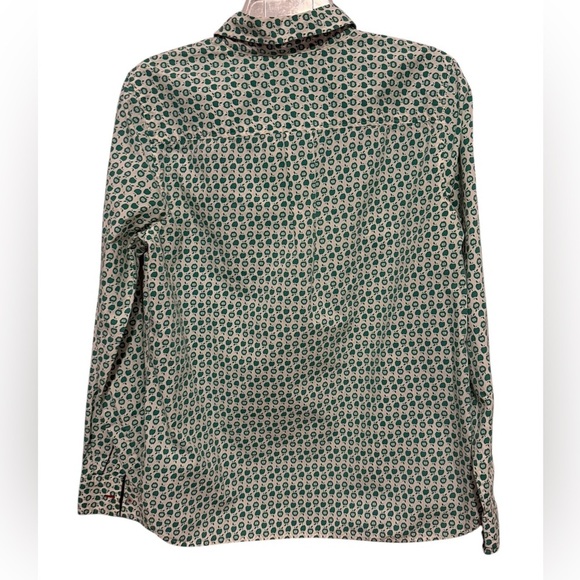 TALBOTS Green Apple Print Top 🍏 1/2 Button Pullover Size 10 - Picture 3 of 8